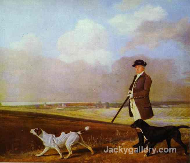 Sir John Nelthorpe, 6th Baronet Out Shooting With His Dogs In Barton Field, Lincolnshire by George Stubbs paintings reproduction